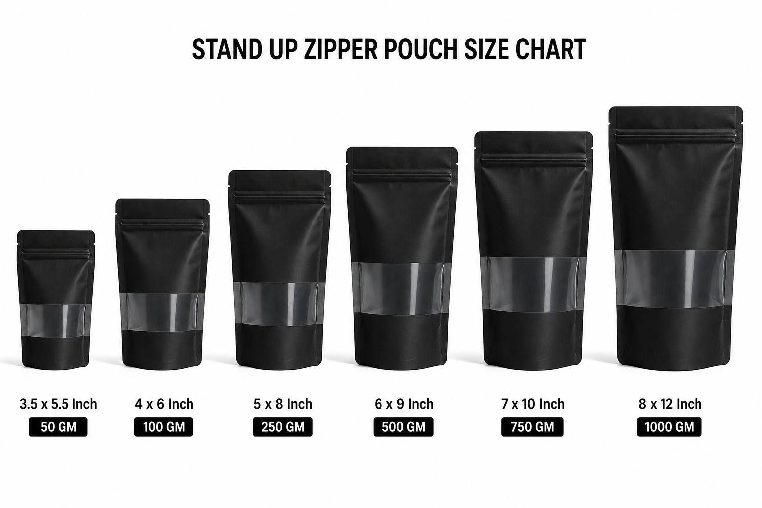 Premium Stand-Up Zip Lock Pouch (Black With Window)