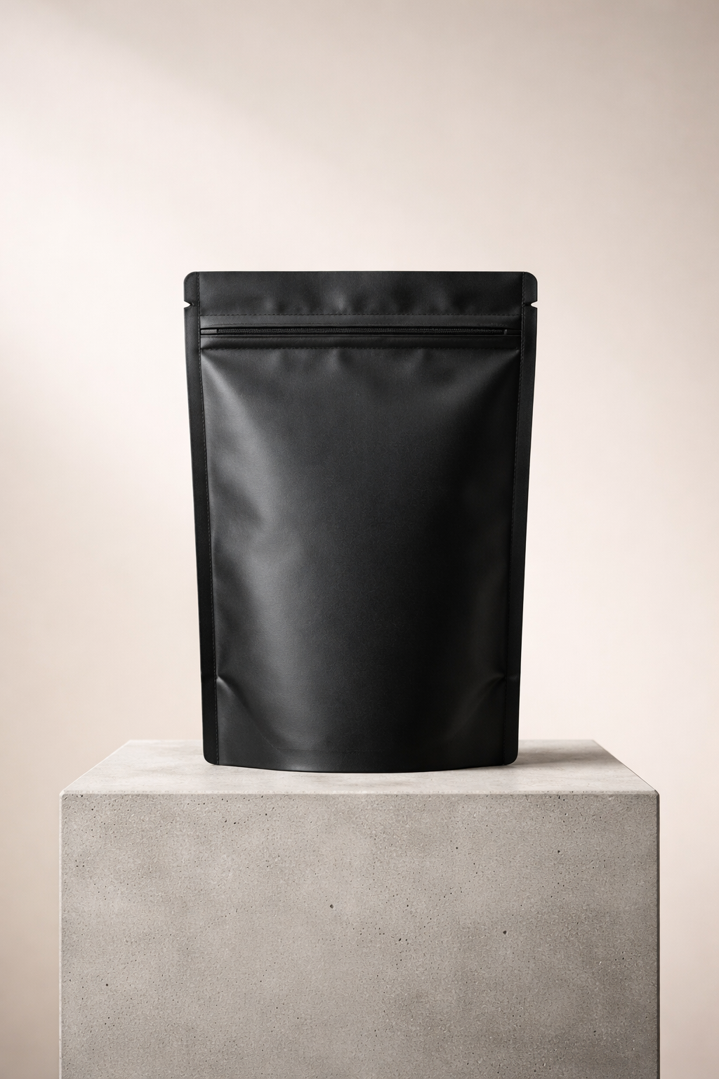 Matte Black Stand-Up Zipper Pouch