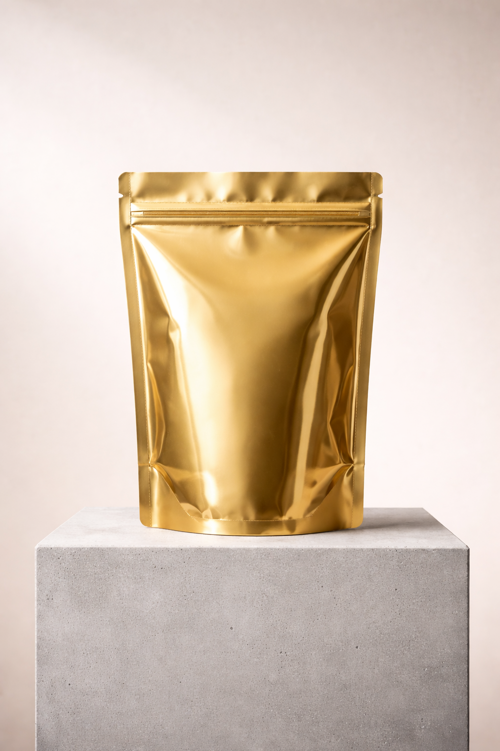 Luxury Metallic Gold Stand-Up Zipper Pouch