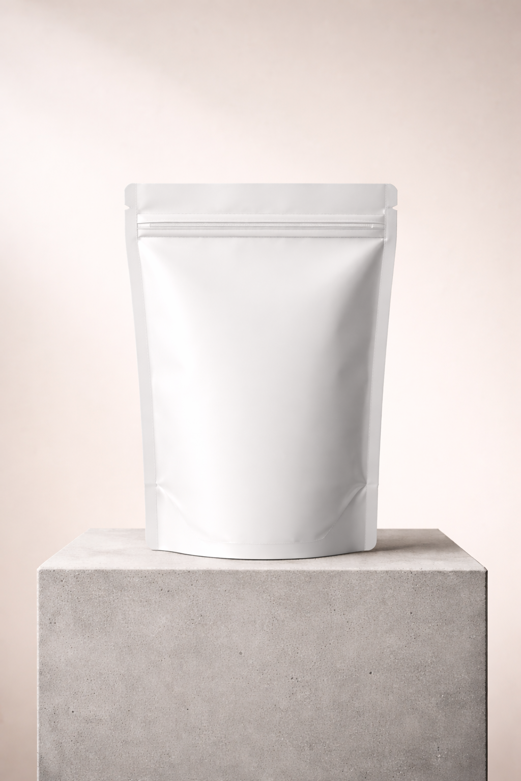 Minimalist Matte White Stand-Up Zipper Pouch