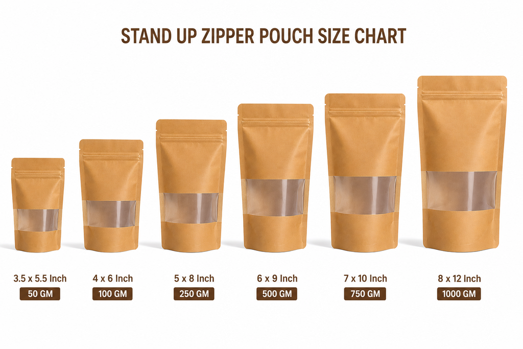 Premium Stand-Up Zip Lock Pouch (Kraft with Window)