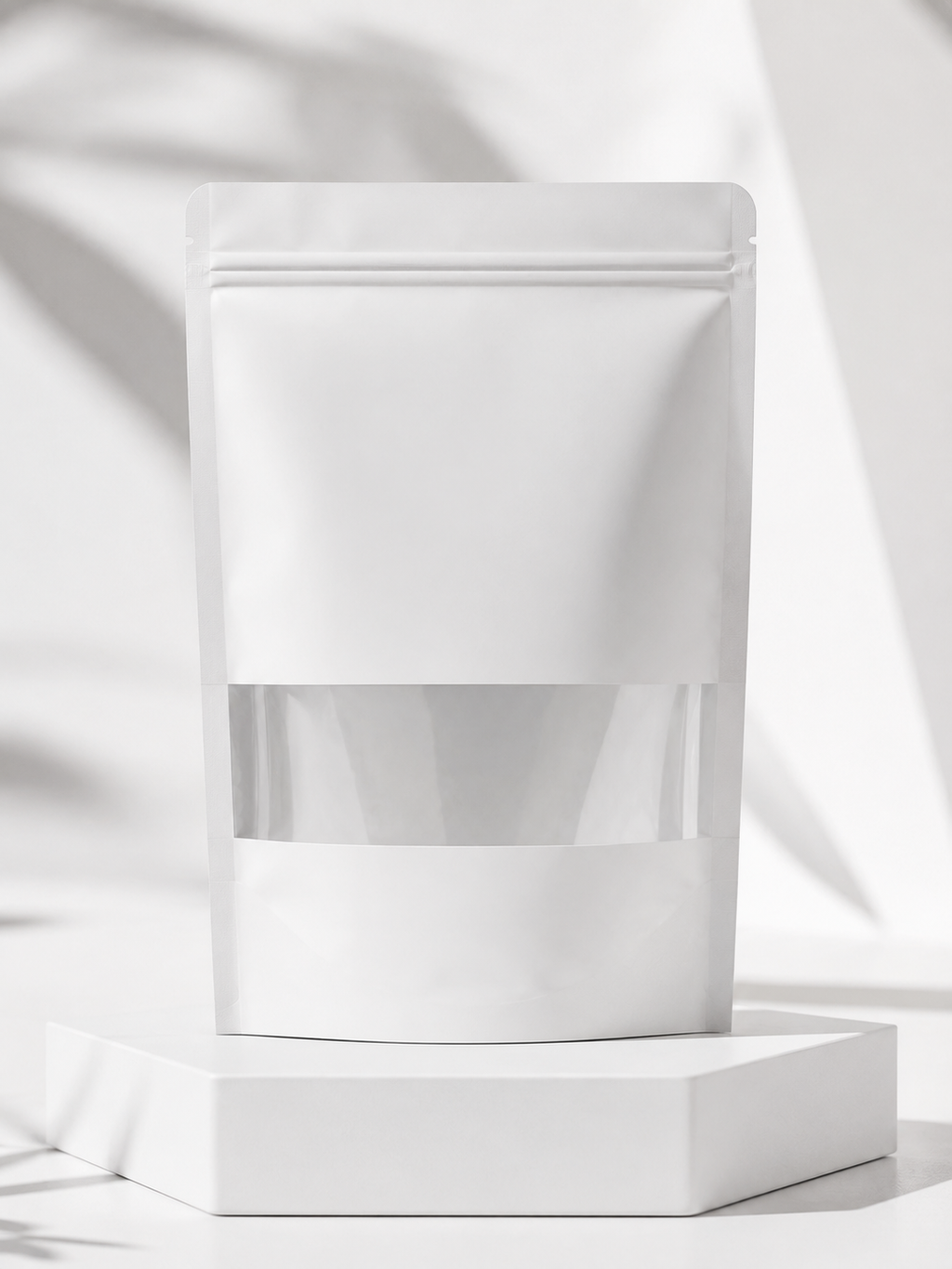Premium Stand-Up Zip Lock Pouch (White With Window)