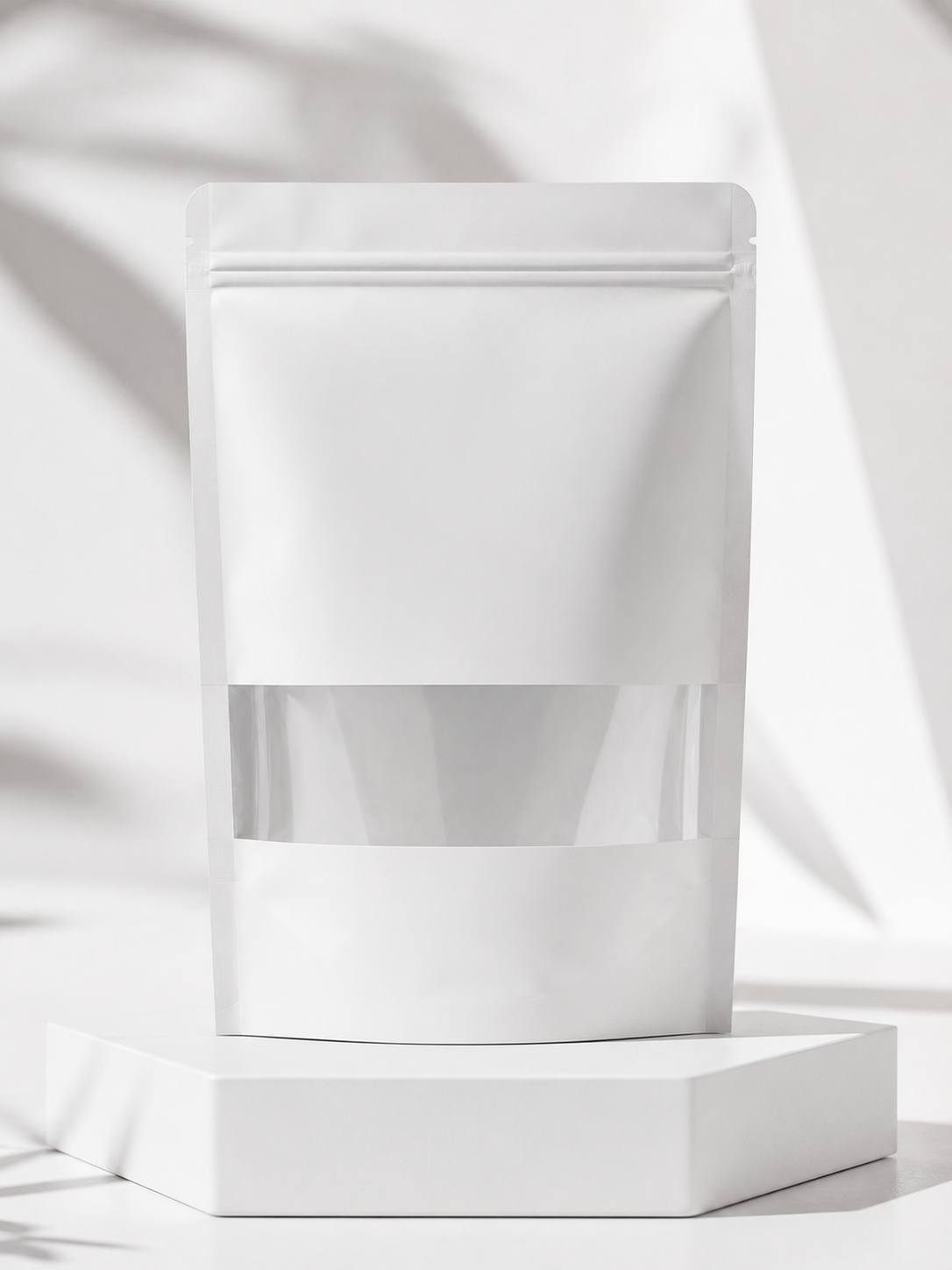 Premium Stand-Up Zip Lock Pouch (White With Window)