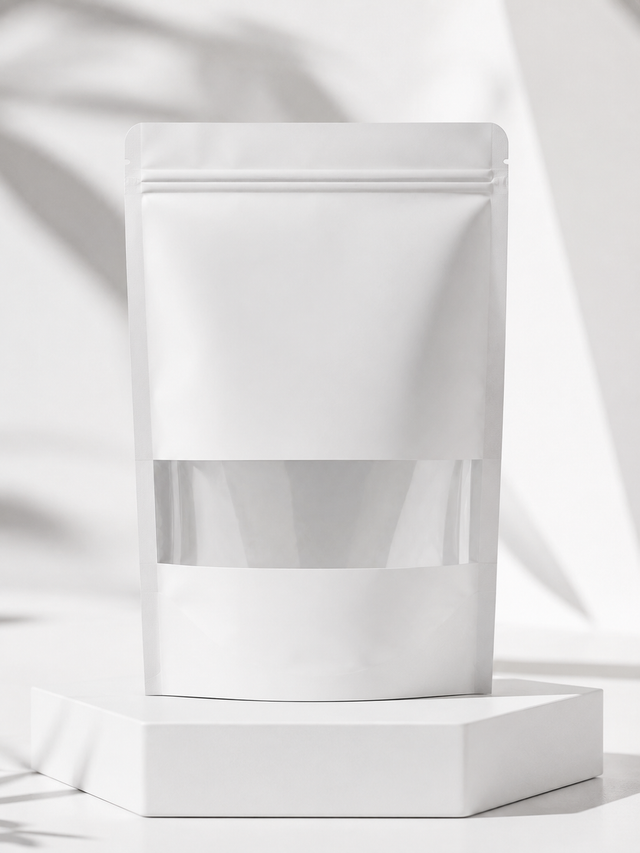 Premium Stand-Up Zip Lock Pouch (White With Window)